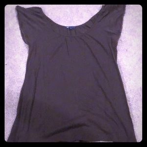 Brown decorative cap sleeve top